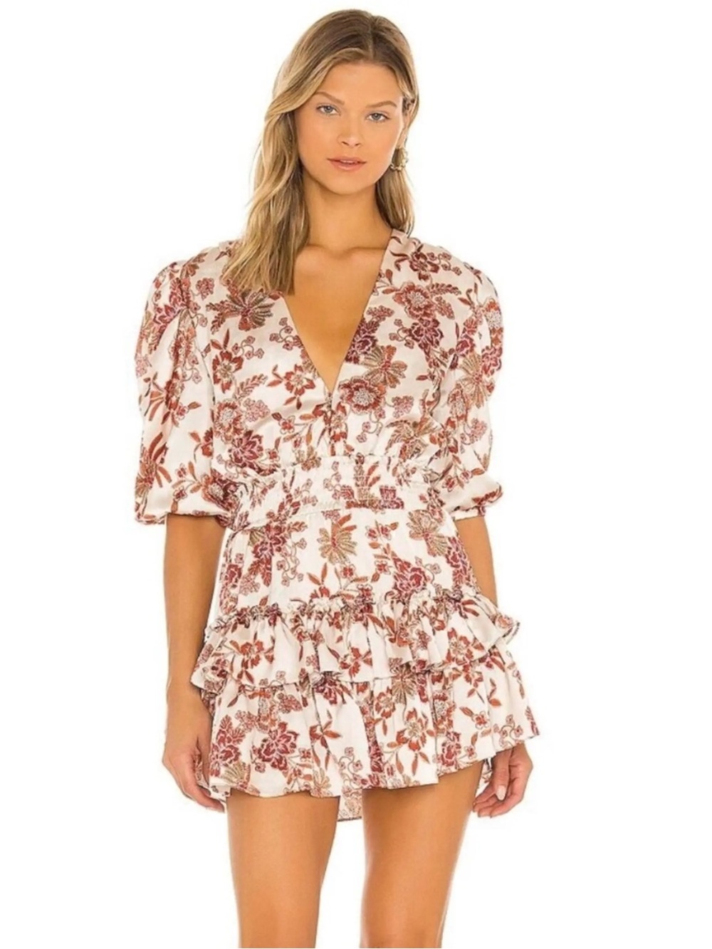 MISA Los Angeles X REVOLVE Lilah Dress Falling Flora Satin Ruffle
